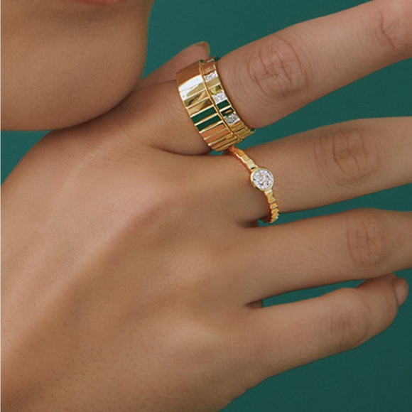 Diamond Miracle Plate Textured Ring in Gold Vermeil - Picture 9 of 13